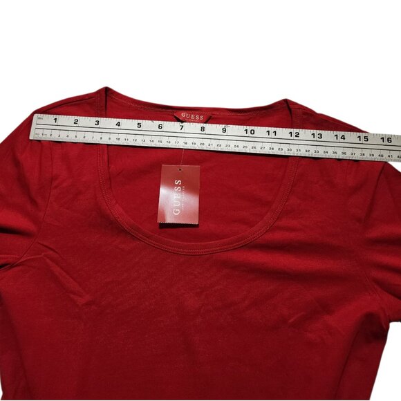Guess Women's Long Sleeve Bodysuit - Stretch, Soft, Versatile Tops Red Size XL - Picture 4 of 9